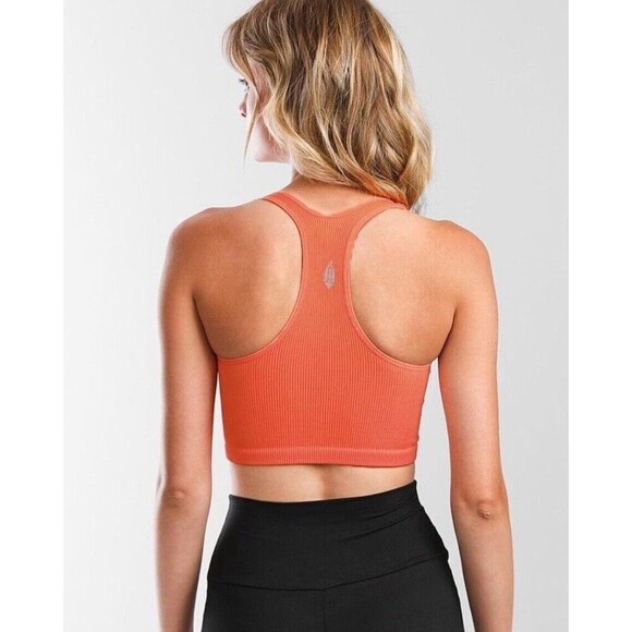 FREE PEOPLE Movement Free Throw Crop Tank Ribbed Orange Medium - Picture 2 of 7